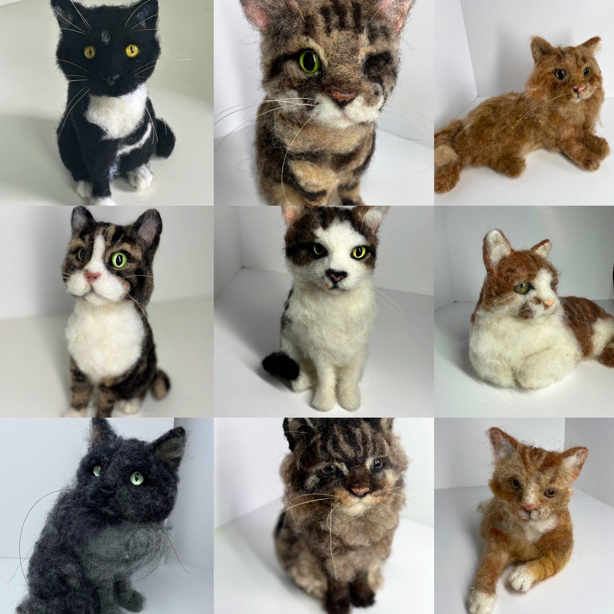 ffinlaysonart's tweet photo. Some needle felted cats for  #InternationalCatDay https://t.co/uxvMKptVGh