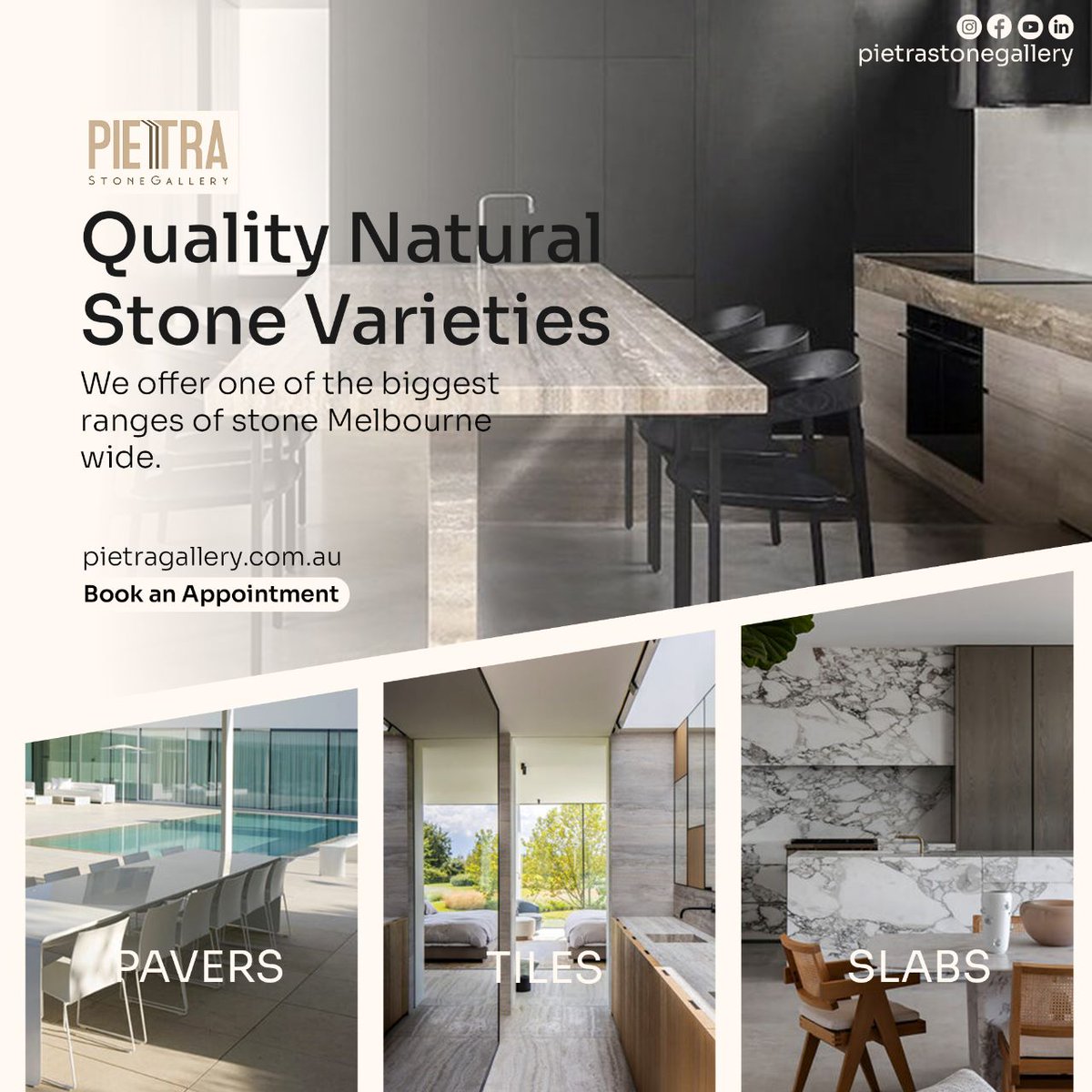 quality natural stone varieties. 
Pietra Stone Gallery Direct importer and supplier of high quality and exclusive natural stone⁣. 

-- pietragallery.com.au

#Pietrastonegallery #marble #slab  #melbournestone #melbourneinterior #melbournearchitecture #melbournekitchens