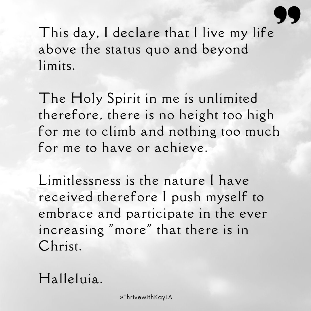 ThrivewithKayla's tweet photo. We are limitless! Limitlessness is our nature and we walk with The Holy Spirit to make and keep it our reality. Glory to God!
#Limitlessness
#ThrivewithKayLA
#ThriveTogether
#Thrive https://t.co/p3pSAlZMxQ