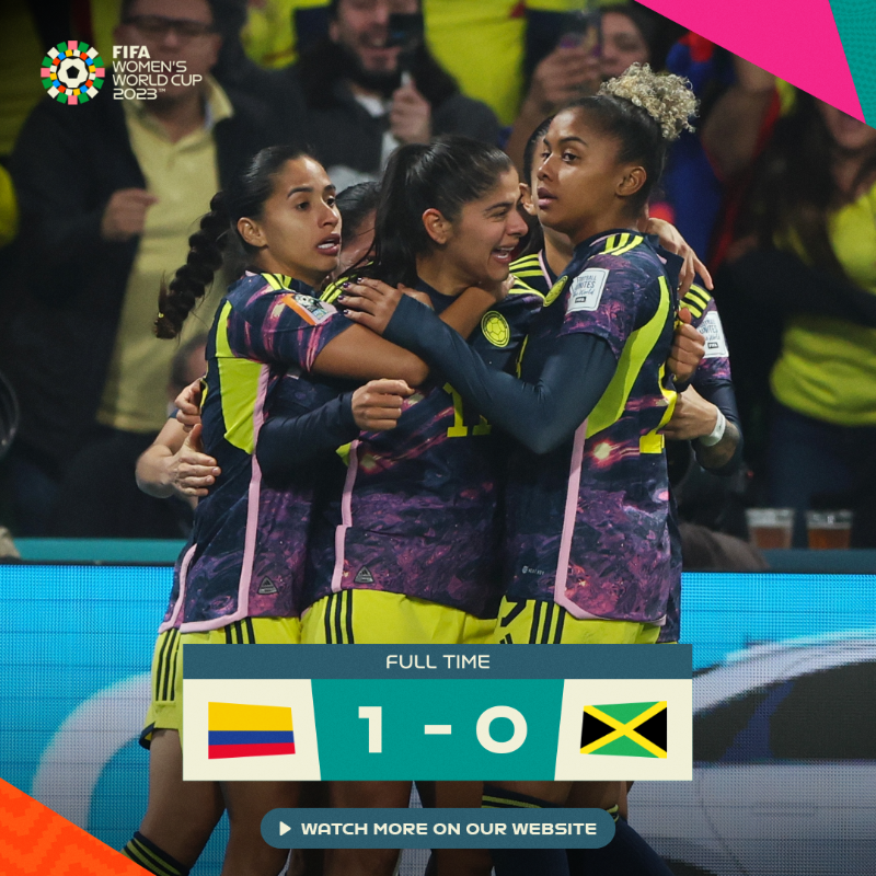FIFAWWC's tweet photo. 🇨🇴 @FCFSeleccionCol move on to the Quarter-Finals for the first time! 👏

#BeyondGreatness | #FIFAWWC
