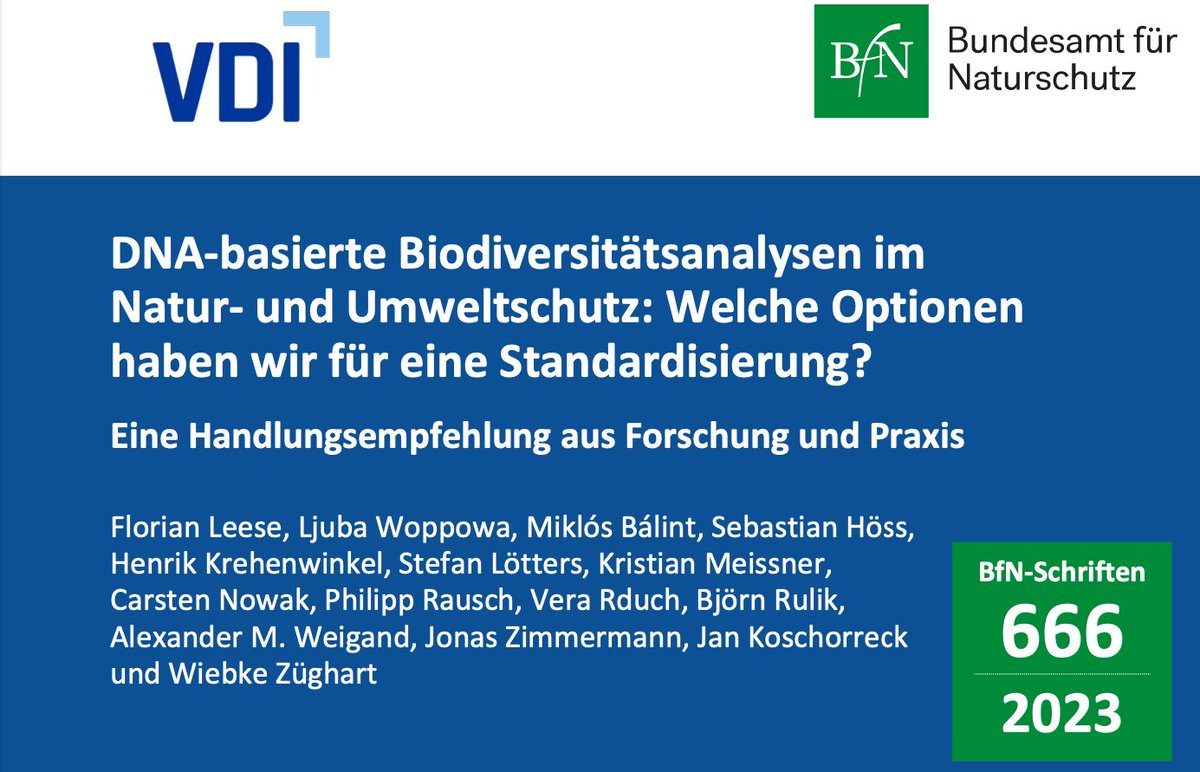 DNA #Metabarcoding ist eine leistungsfähige Methode fürs #Biodiversität|s #Monitoring. Wie bei vielen komplexen Techniken ist eine #Regelsetzung wichtig, um zuverlässige Daten zu generieren.  Unter Federführung von <a href="/BfN_de/">BundesNaturschutzAmt</a> <a href="/VDI_News/">VDI e.V.</a> haben wir nun Optionen aufgezeigt. 1/n 🧵