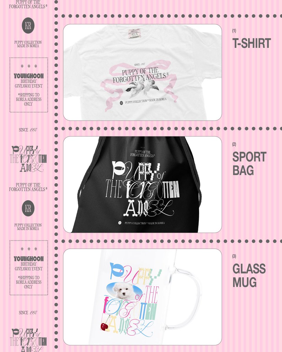 fruit_zip (@fruit_zip) on Twitter photo ใPuppy of the forgotten angels!ใ โ๏ธ
Younghoon B-day giveaway event
#๋นต๋ด๋นต๋ด_์ํ์ด_์์ผ์ถํํด
#Dear_My_Boy_Younghoon
์ํ์ด์ ์์ผ์ ์ถํํ๋ฉฐ RT์ด๋ฒคํธ๋ฅผ ์งํํฉ๋๋ค. ์ํ๋ณ๋ก 1๋ช
(์ด 3๋ช
) ๋น์ฒจ์๋ฅผ ์ถ์ฒจํฉ๋๋ค. (*ํ๊ตญ์ฃผ์/Korea address only) will announce winners after Aug.11 ๐ ใPuppy of the forgotten angels!ใ โ๏ธ
Younghoon B-day giveaway event
#๋นต๋ด๋นต๋ด_์ํ์ด_์์ผ์ถํํด
#Dear_My_Boy_Younghoon
์ํ์ด์ ์์ผ์ ์ถํํ๋ฉฐ RT์ด๋ฒคํธ๋ฅผ ์งํํฉ๋๋ค. ์ํ๋ณ๋ก 1๋ช
(์ด 3๋ช
) ๋น์ฒจ์๋ฅผ ์ถ์ฒจํฉ๋๋ค. (*ํ๊ตญ์ฃผ์/Korea address only) will announce winners after Aug.11 ๐