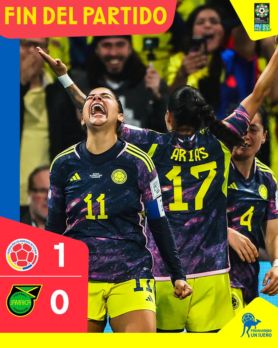 Finaliza el partido.

¡𝐄𝐒𝐓𝐀𝐌𝐎𝐒 𝐄𝐍 𝐂𝐔𝐀𝐑𝐓𝐎𝐒!

¡𝐕𝐀𝐌𝐎𝐒 𝐂𝐎𝐋𝐎𝐌𝐁𝐈𝐀! 

🇨🇴 1-0 🇯🇲

#PersiguiendoUnSueño
#TodosSomosColombia🇨🇴