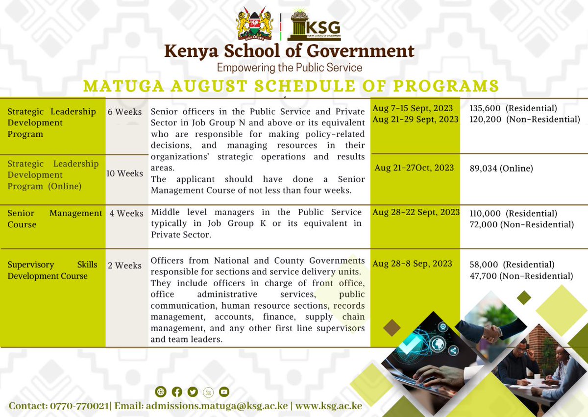 Welcome to Kenya School of Government Matuga Campus for this lineup of ...