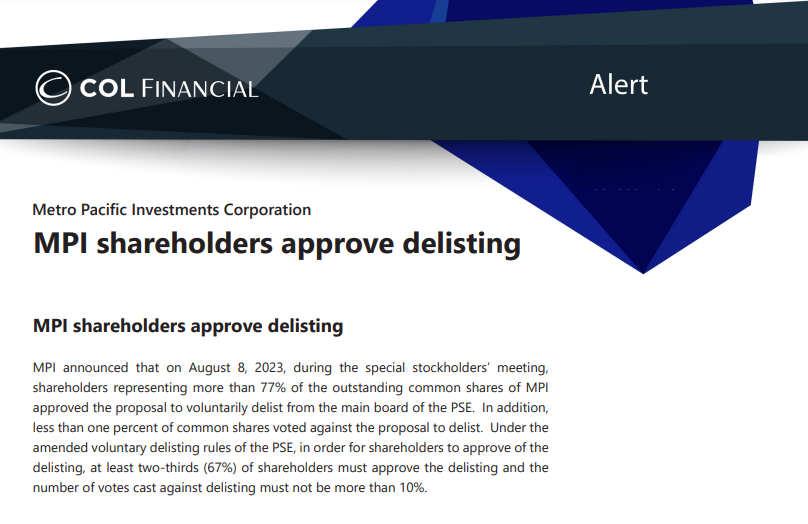 colfinancial's tweet photo. $MPI: MPI shareholders approve delisting

To read the full company alert, log in to https://t.co/3jsLZNBYn8

#COLresearch #COLFinancial https://t.co/bsheV1eaTd