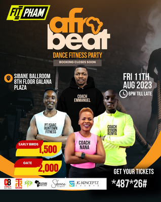 viutickets's tweet photo. Get ready to ignite your inner groove at the Afro Beat Dance Fitness Party! Join us on this Friday for a pulsating fusion of Afro rhythms, high-energy moves, and five hours of non-stop fun at Sibane Ballroom, Nairobi. Let's dance, sweat, and unleash the rhythm within!
#viutickets https://t.co/daiI0BwTHw