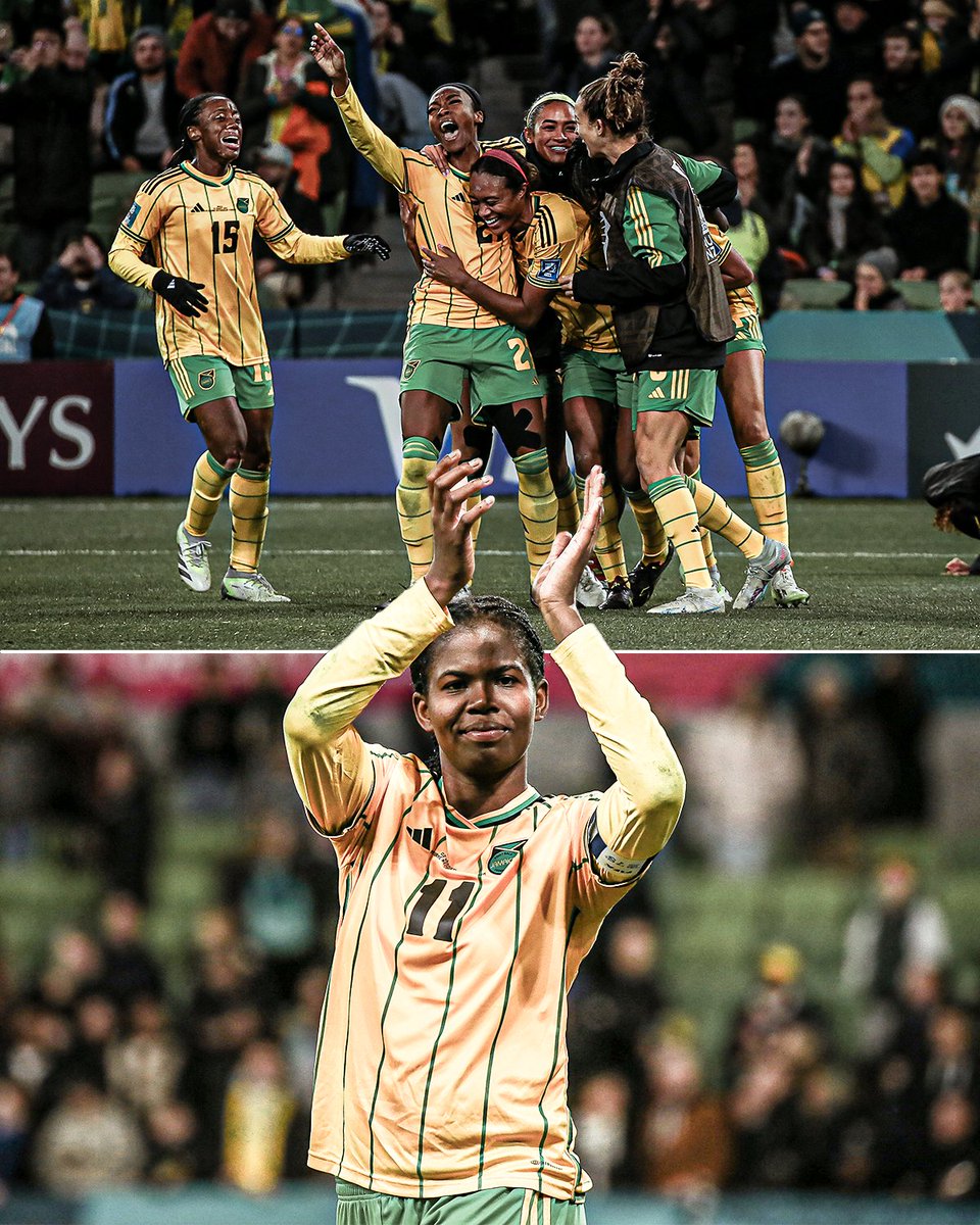 ESPNFC's tweet photo. Despite Jamaica needing crowdfunding to help get to the Women's World Cup due to lack of support from the JFF, they reached the round of 16 for the first time in the nation's history.

Defied odds. Made an entire nation proud 🇯🇲👏 https://t.co/2W3FDOTlqU