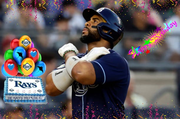 TBRaysRepublic's tweet photo. 🎁🎂 Happy Birthday to #Rays first baseman, Yandy Díaz. 🎈🥳️ https://t.co/jyqqgxehhC