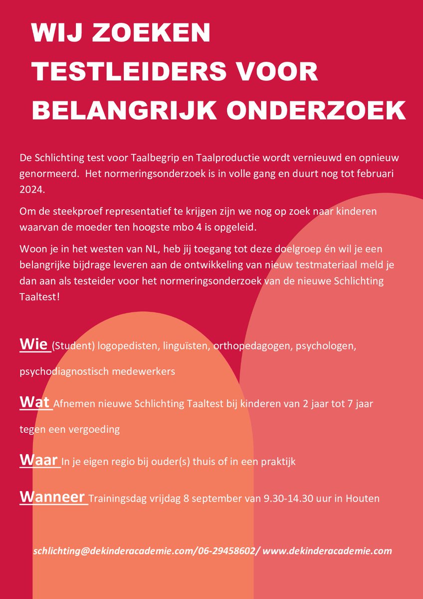 Wil je ook meewerken aan de normering van de nieuwe Schlichting test voor Taalbegrip en Taalproductie?