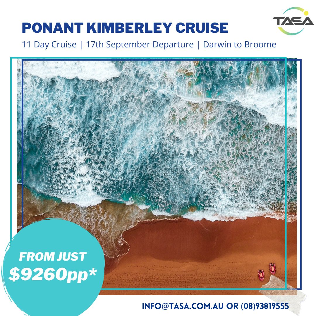 🚢 Last Chance Cruise Alert! 🛳️
Join the Kimberley Cruise Adventure on Sept 17! 🗓️ Enjoy 30% OFF on the final 2 cabins.
Bonus: 1 free night + all-inclusive perks! Don't miss out - Book now! ☎️ 1800 33 44 23 or info@tasa.com.au 

#Darwin #Broome #Cruise #Australia #Cruising