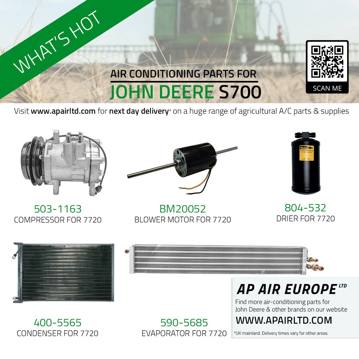 APAIRLtd's tweet image. 🚜🌾Deere down? Chill, we’ve got the #ACparts you need👌
❄️🔧Our range of #Original &amp;amp; #aftermarket #airconditioningspares covers #JohnDeere
#combines #tractors #windrowers #mowers &amp;amp; more
🛒🌐Search for your model or #OEM at apairltd.com/products/agric… 
📦Next day delivery UK mainland