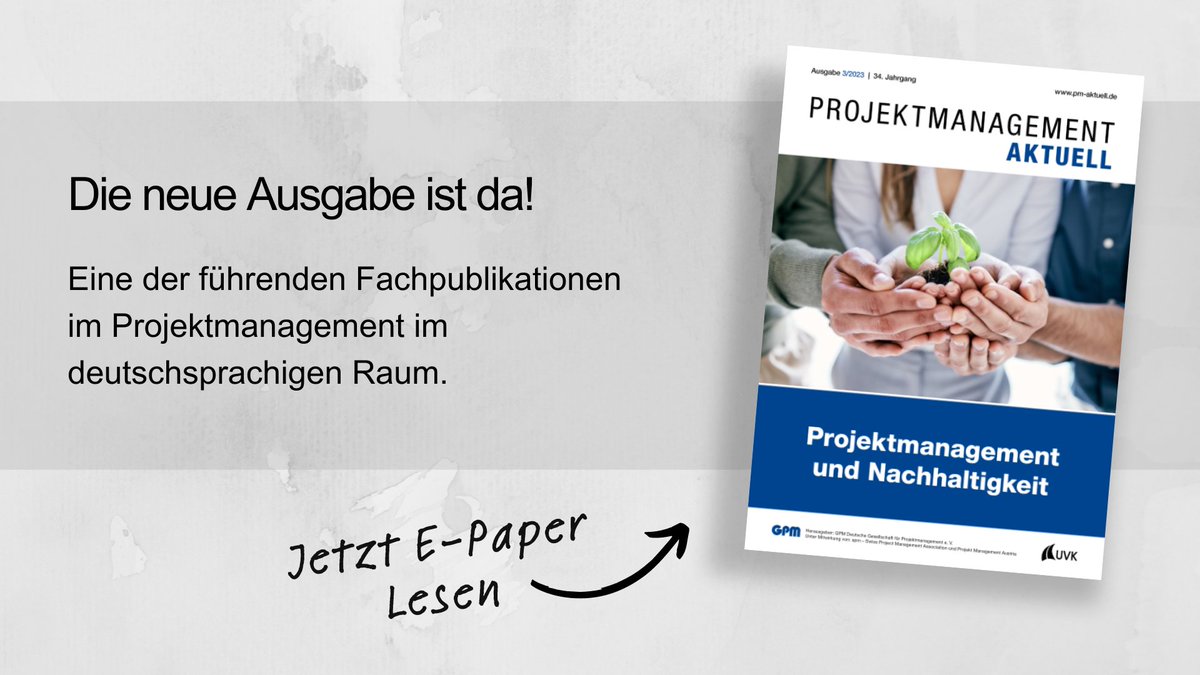 GPM_IPMA's tweet photo. Die neueste Ausgabe der π£π₯π’ππππ§π ππ‘ππππ ππ‘π§ πππ§π¨πππ wirft einen Blick auf das Konzept des situativen Projektmanagements.
Zur Leseprobe:
https://t.co/4bplAK27O6
#GPM_IPMA #projektmanagement #pmaktuell https://t.co/O3LH5DSLPy