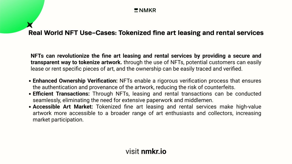 nmkr_io's tweet image. "Tokenized fine art goes beyond owning. With NMKR, anyone can lease and rent these masterpieces, revolutionizing the art world. #NFTs #RealWorldUseCases"