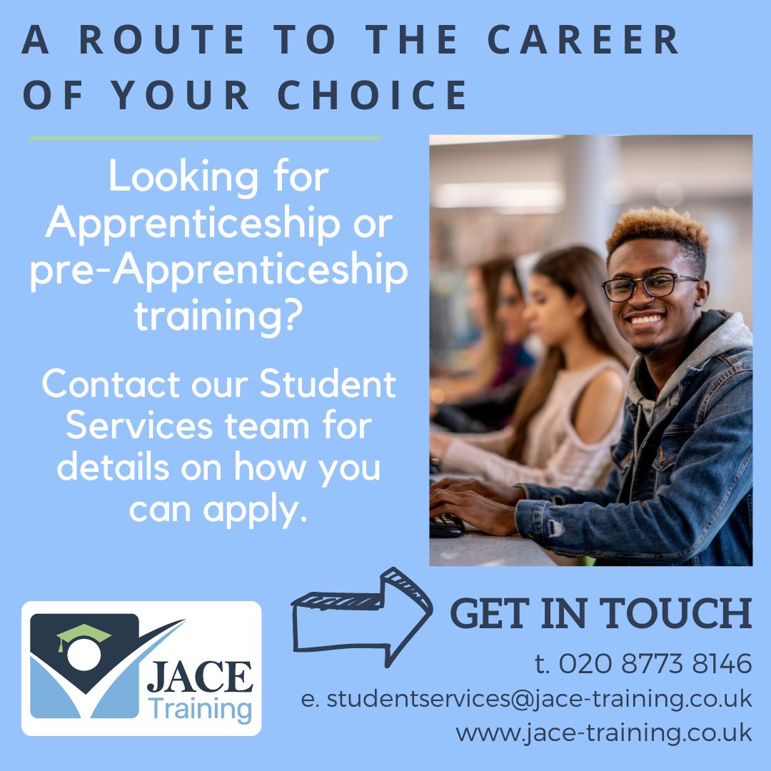JACETraining's tweet image. Undecided about your next steps?  JACE have Apprenticeships available and you can still enrol for our pre-Apprenticeship training programmes. Our Student Services team are ready to help you - get in touch today #apprenticeships #studyprogrammes #wallington #streatham #crawley