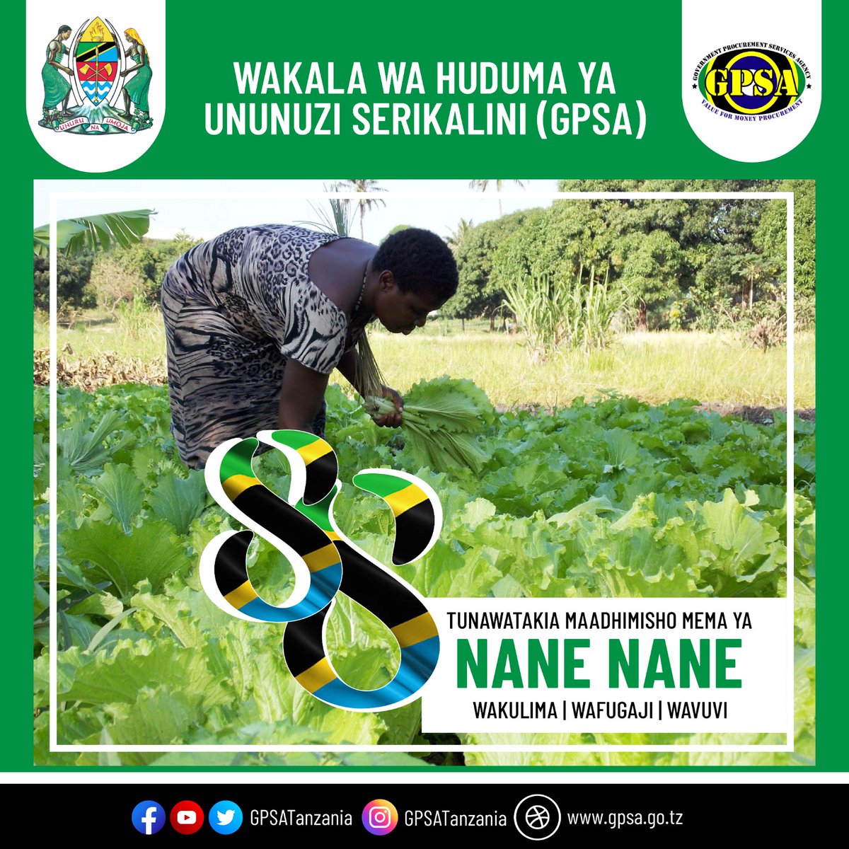 GpsaTanzania's tweet photo. SIKUKUU YA NANENANE
Kauli Mbiu;
"Vijana na Wanawake ni Msingi Imara wa Mifumo Endelevu ya Chakula"
#GPSATanzania #BohariKuuYaSerikali #GPSAMshindi3NBAA2021 #GIMIS #Kaziiendelee #Nanenane2023 #Nanenane #SikukuuYaWakulima https://t.co/ri2Vimonrl