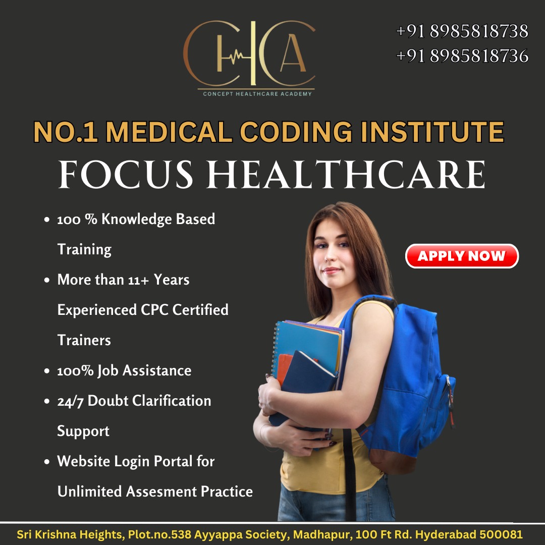 concepthea69805's tweet image. 🩺📚 Unlock Your Potential in Medical Coding at Concept Healthcare Academy! 🏆💼
Looking for a top-notch medical coding institute? Look no further! 
#ConceptHealthcareAcademy #MedicalCodingInstitute #HealthcareExcellence #IndustryRelevantEducation #SkilledCoders #Experienced
