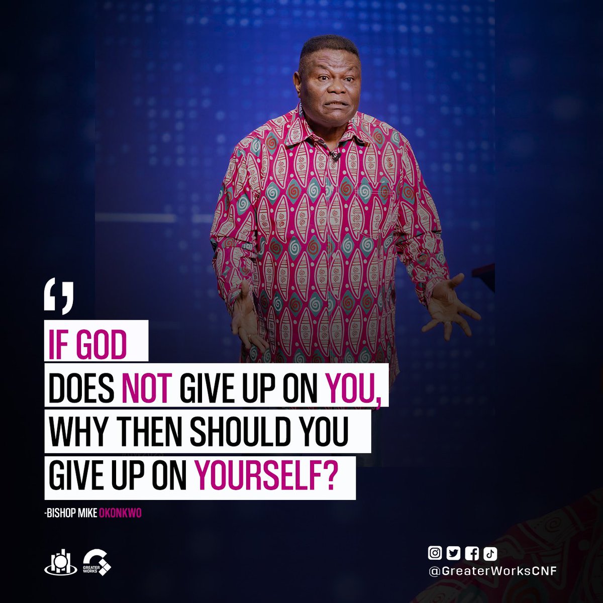 GreaterWorksCnf's tweet photo. God won’t give up on you so don’t give up on yourself.  Place value on yourself. 

#GW2023 https://t.co/fwalw6HXeT