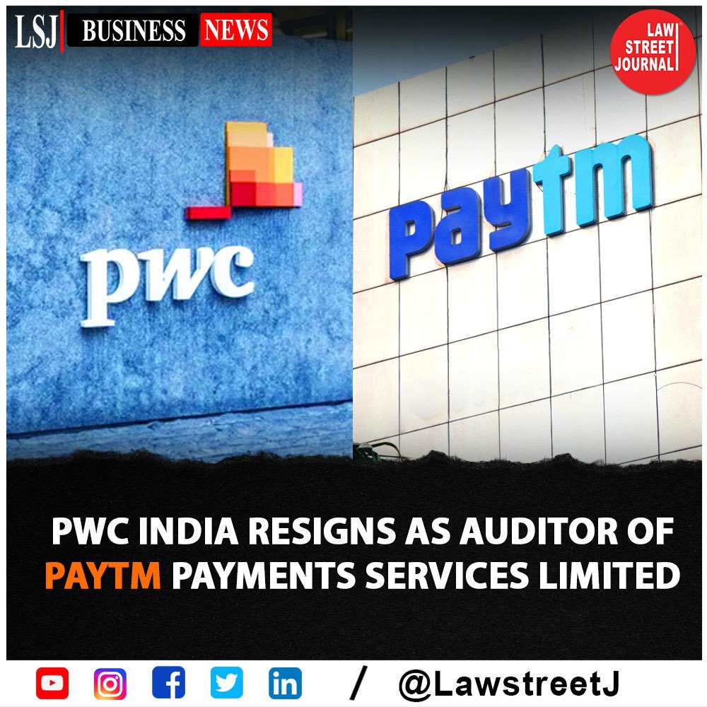 Paytm Payments auditor Price Waterhouse resigns, SR Batliboi appointed.

#FinancialAuditChanges #AuditorSwitch #NewNumbersGame #ChangingTracks #AuditTransitions #FarewellPwC #WelcomeBatliboi #FinancialAccountability #NumbersSpin #AuditUpdate #AccountingShift #india #LawstreetJ