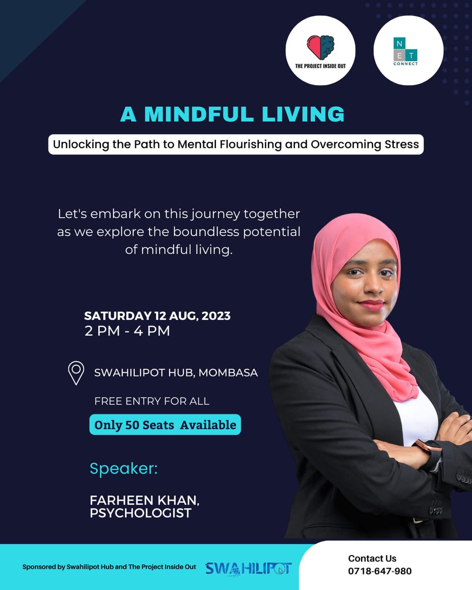 Join us on Saturday, August 12th, 2023, from 2 pm to 4 pm at Swahilipot hub in Mombasa for an enlightening event that promises to unlock the path to mental flourishing and empower you to overcome stress.

🎟️ Register today at: forms.gle/vxP6anQu7y88qi…