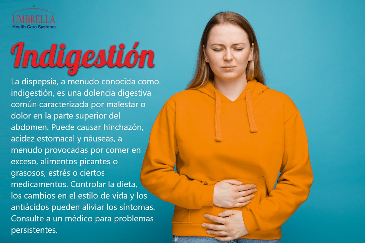 umbrellahcs's tweet photo. La indigestión puede ser dolor o malestar en la parte superior del abdomen (dispepsia) o dolor ardiente detrás del esternón (acidez estomacal).
#indigestión https://t.co/G10jhBk4Ls