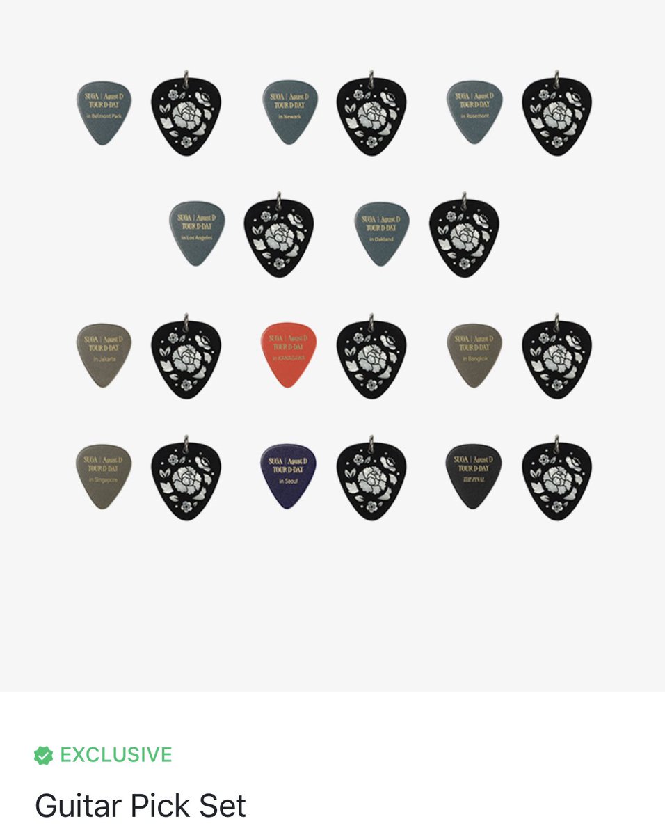 PurpleMazePH's tweet photo. wts | lfb | ph 🇵🇭

suga (bts) - dday guitar pick set✨
💸 1000php
— until oos; neta once released by weverse
— dop: 200php dp; rembal on or before Sept 15 2023
— no cancellation

🔖 bangtan ot7 yoongi myg dday https://t.co/LHWZz30Lzh