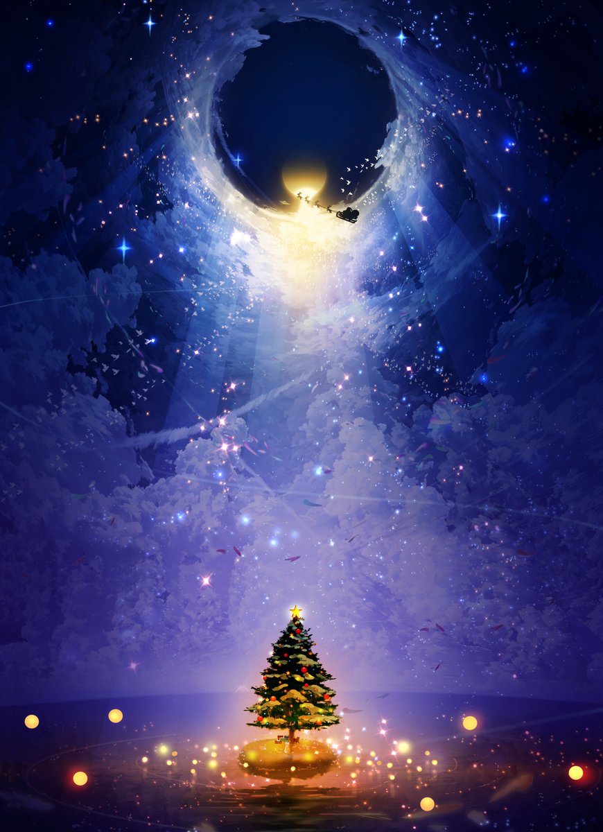 christmas tree sky scenery cloud christmas ornaments star (sky) christmas  illustration images