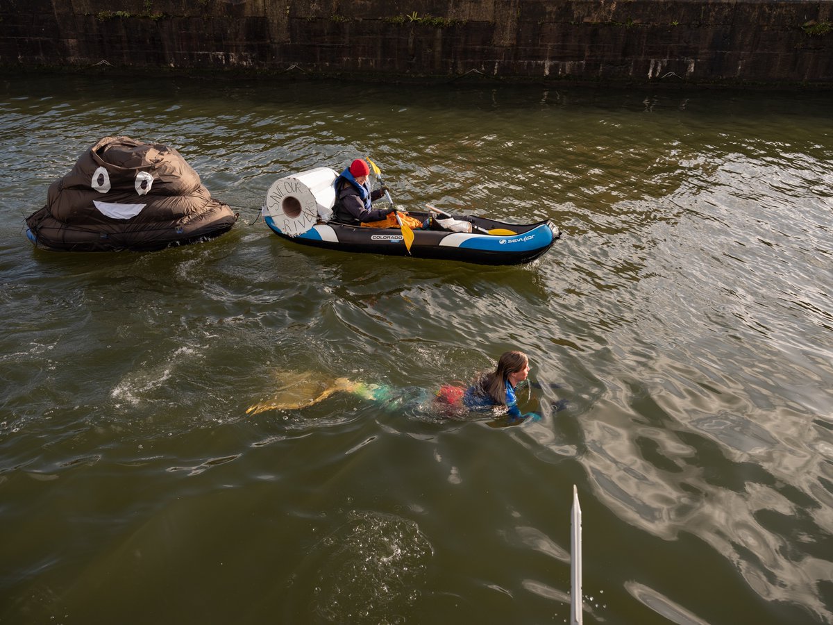 Tomorrow, I'm mermaiding from Wales to England across the Bristol Channel, with my poo, to campaign against sewage pollution and celebrate my next kids book- The Mermaid, the Otter and the Big Poo. Come and wave a mermaid in at Clevedon Pier beach  11.30am-1pm #sewagescandal