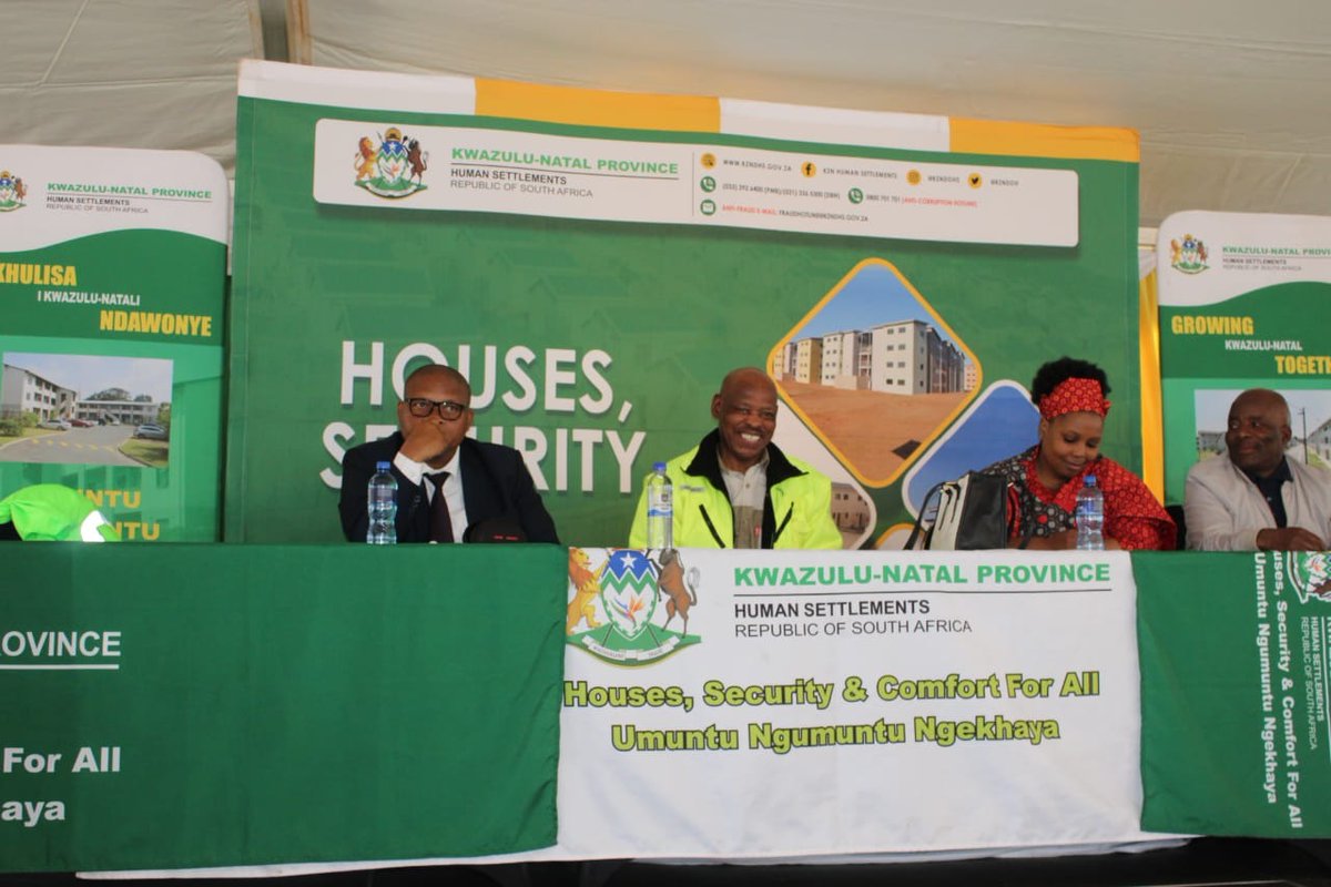 KZNDoHS's tweet photo. It has been a busy weekend again in King Cetshwayo and Zululand District Municipalities. Eradicating mud houses and restoring the dignity of our people. Launching three rural housing projects worth almost R180 million to benefit more than 3 000 families. https://t.co/dbteVUbF5q