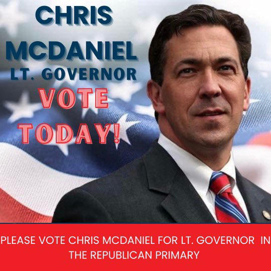Dawg1422's tweet photo. Today my friends! @senatormcdaniel for LG! Retire @DelbertHosemann the Democrat! https://t.co/oEJrEmNZcn