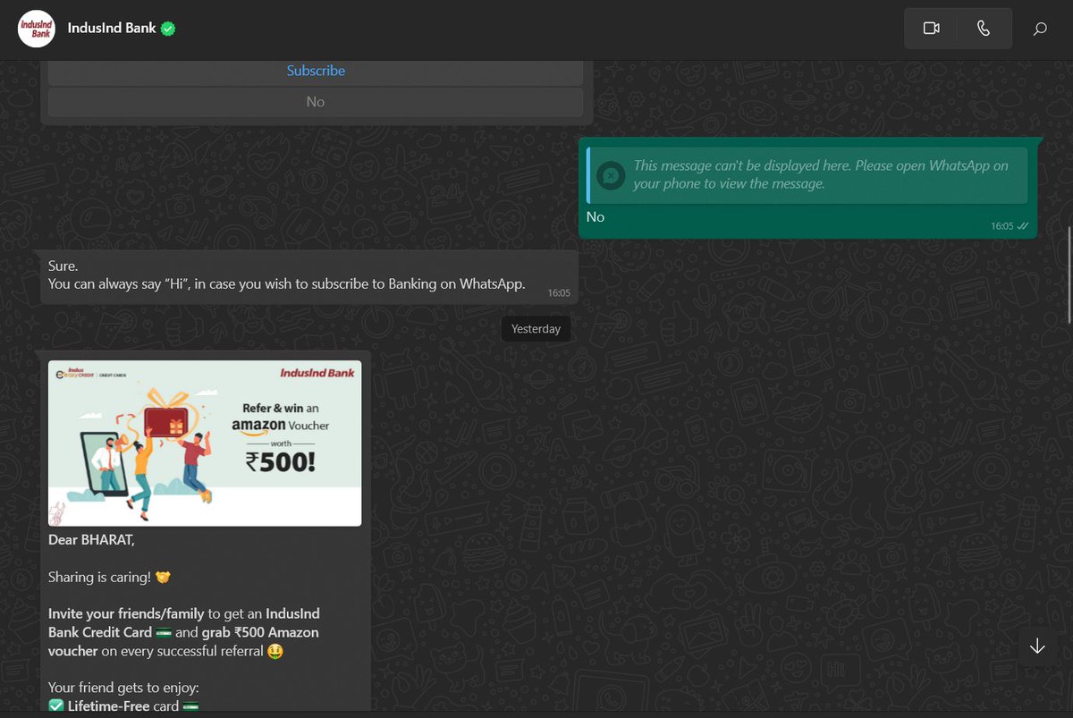 bharatb009's tweet image. @MyIndusIndBank 
Just a quick heads-up 🚨 – I&apos;ve clearly expressed my preference on WhatsApp 📱 that I don&apos;t want notifications from you, but I&apos;m still receiving them. Can we please sync up and sort this out? 🙏 #NotificationIssue #CustomerServiceNeeded