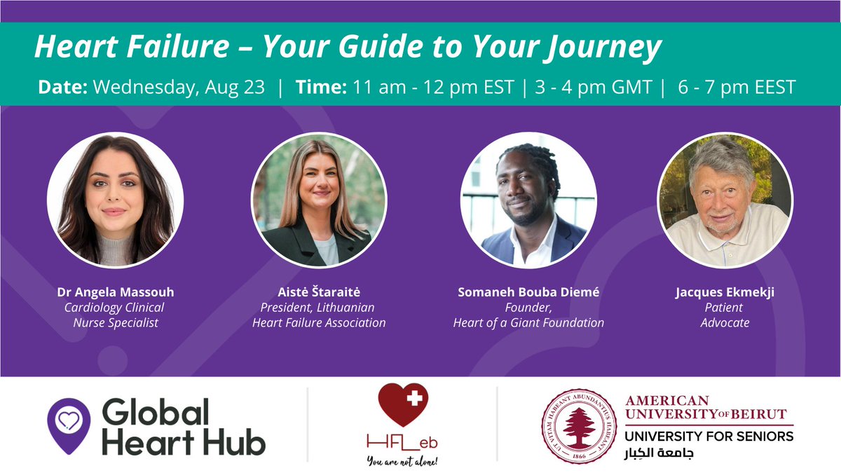 Don’t miss our upcoming Empower Webinar: 'Heart Failure – Your Guide to Your Journey.' Register now - bit.ly/3OjE3vc (English + Arabic) We're delighted to partner with @HfLeb to discuss our recent #HeartFailure publication and offer advice to those affected by #HF.