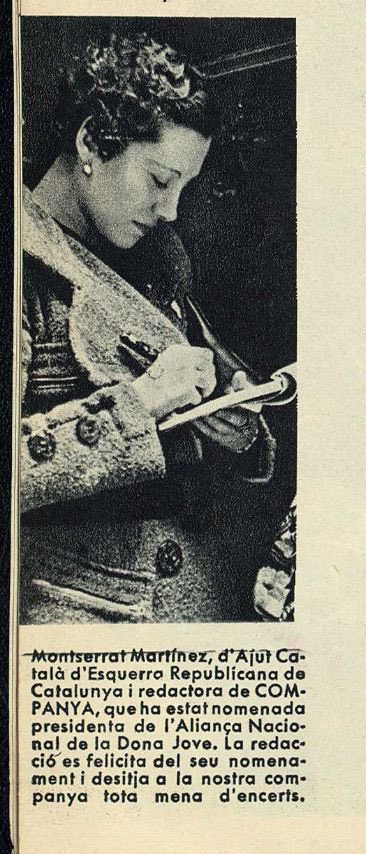 pauvinyes's tweet photo. Per recerca biogràfic estem cercant dades de Montserrat Martínez i Ventura.Membre del CADCI, JEREC,presidenta de l'Aliança Nacional de la Dona Jove. El 1939 s'exilia a Marsella.Contacte a través de l'adreça electrònica:llibres.lloproig@gmail.com https://t.co/HGp0PywrfT