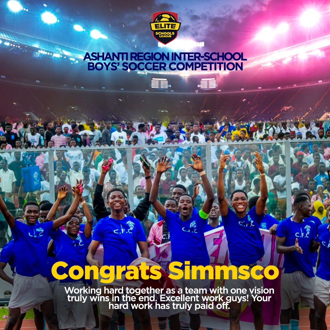 EliteSchsLeague's tweet photo. ONE-WEEK MARK: 

We are closing the chapter on Simms Senior High School's success story at the just concluded Ashanti Region Inter-School Boys' Soccer Competition. 

God wiling we will see you again next year. In sha Allah !!!!!

#arsuperzonals | #eliteschoolsleague https://t.co/hZUPhQ9sgv