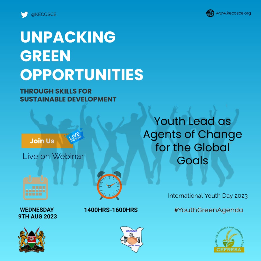 Early_low's tweet photo. #RadaNiGreenSkills #YouthWeek2023 #TalantaHela #NYWKE #GoGreen #tukutanengombeni #CEFRESA #KECOSCE #jisrake
Invitation to a live webinar on wednesday 9th Aug 2023 at 1400HRS -1600HRS https://t.co/jIYn5rtwKp