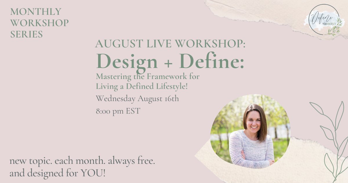 Ready to take charge of your life + define your path towards authenticity + trust in YOU?

Join our interactive workshop, Design + Define today!
bit.ly/DesignandDefine

Don't miss this transformative event that will inspire and motivate YOU to create the life YOU desire most!