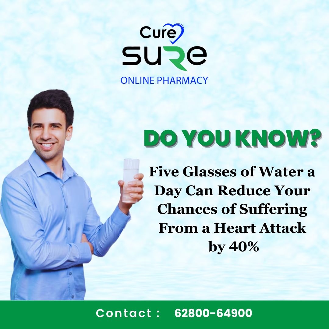Hydration for Heart Health  Did you know? Just five glasses of water a day can slash your risk of a heart attack by 40%. Keep your heart happy and hydrated
Call at: 6280064900
#hydrationforheart #stayhydratedforlife #heartwellness  #healthyhabits  #medicines #medicine #curesure