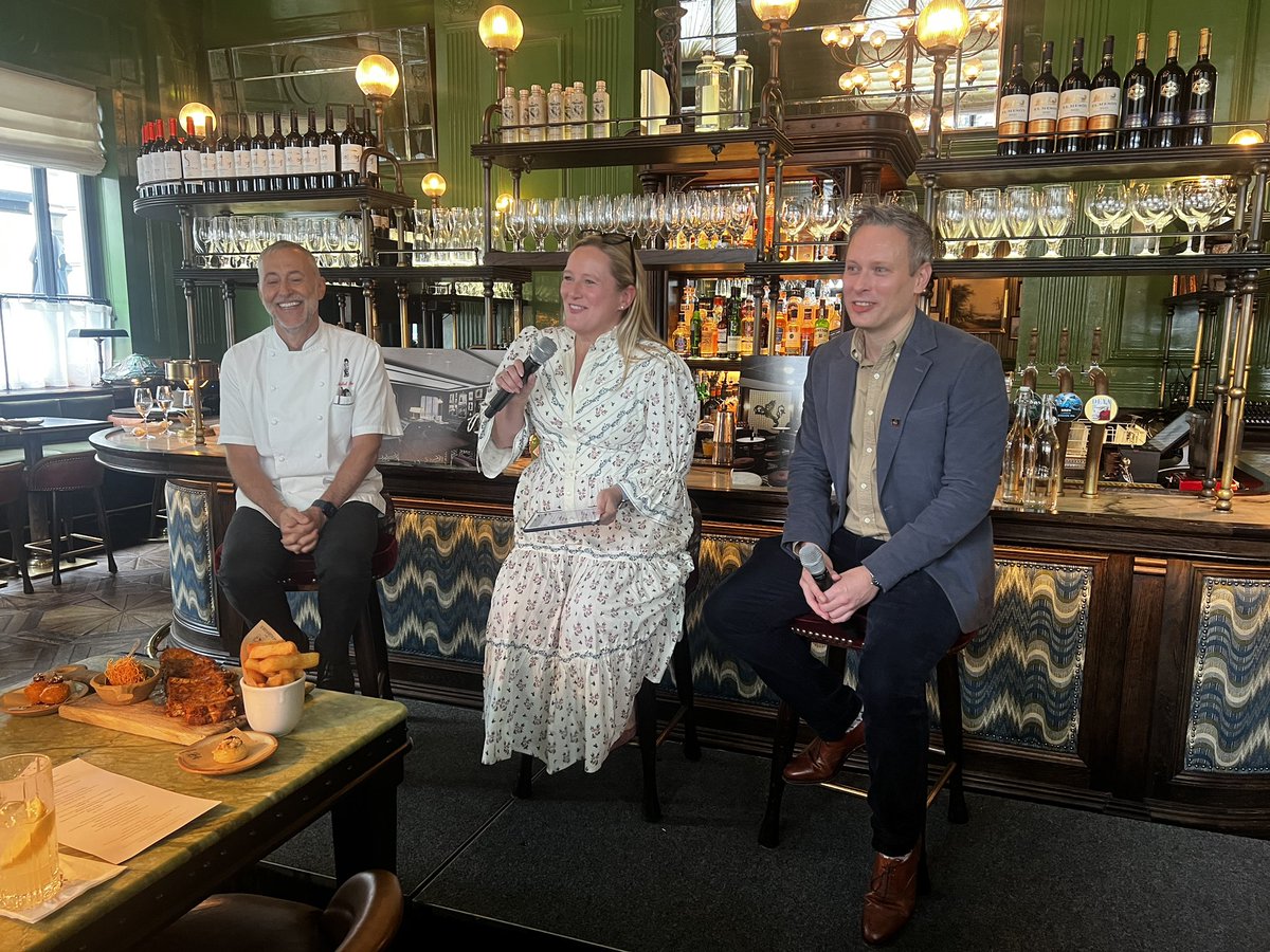 SamuelJBallard's tweet photo. Lovely to be at The Wigmore to hear from @michelrouxjr and the new partnership with @cunardline. Roux will be working with Cunard’s chefs to create new menus. https://t.co/G8OG9fa9YF