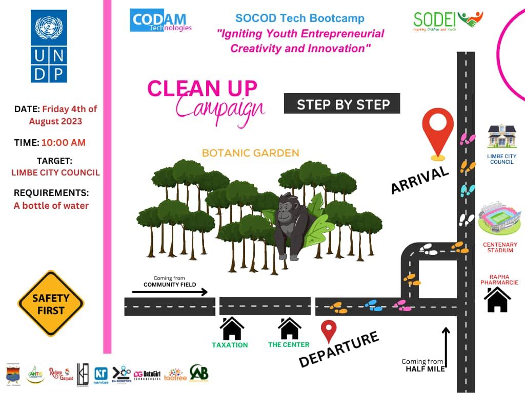 sodeiuk's tweet photo. The SOCOD CLEAN UP CAMPAIGN
 "Changing mindsets, fostering a generation of responsible and community-oriented youth"
Participants attending the SOCOD Holiday Bootcamp took part in a clean-up campaign at the Limbe City Council. @UNDP
@unicefcameroon
@USEmbYaounde @EduCannotWait https://t.co/ib7w1Q2rt2