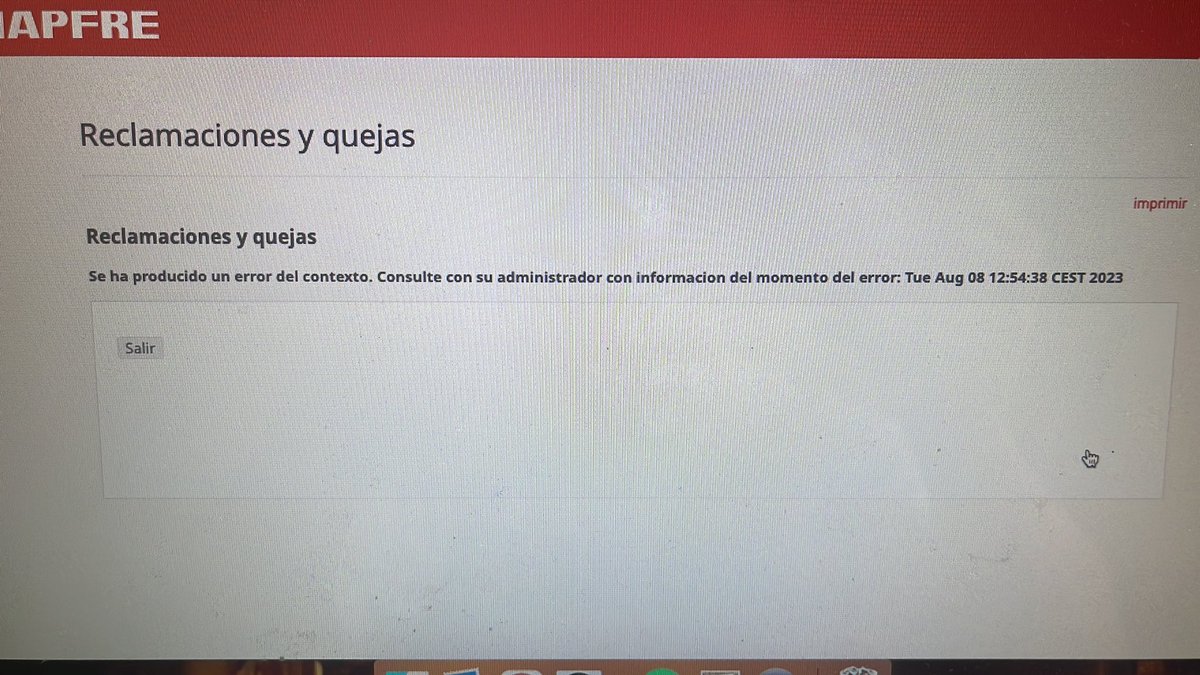 Habéis intentado poner una reclamación a <a href="/MAPFRE_ES/">Mapfre España</a> ? Ya os lo adelanto: NO SE PUEDE. Adjunto fotos de cómo su web se bloquea para ponértelo “más fácil”. #mapfre #reclamación #mapfreseguros #mapfreespaña #seguros #eltrucodequenosepuede