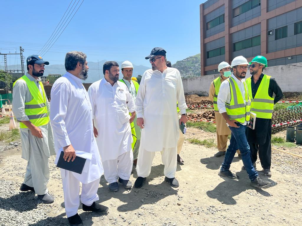 KPCIP1's tweet photo. Advocating #inclusivity #respect #equality for people of all genders, Dirctr Tchnicl Mian M. Shakeel and #watsan spcialst Alamgir Afridi condct an inspection of the construction progress on a gender-inclusive greenspace as part of the @KPCIP1 initiative in #swat. https://t.co/pZJqyU3Klx