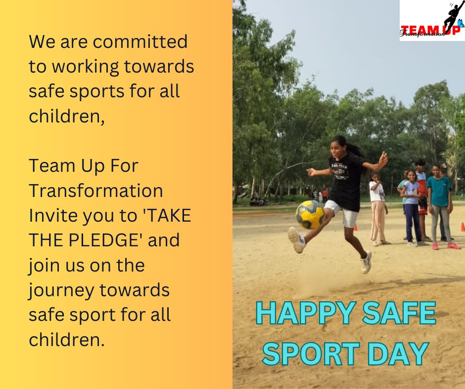 On Safe Sport Day 🏏☣️ TeamUp for Transformation pledges🤝 to prioritize safety, respect, and inclusivity in sports. We commit to fostering fair play, integrity, and empowerment for all participants ⚽️🏸🏹🏊‍♂️

#SafeSportDay #PlaySafeStaySafe #SportSafety #HealthyAthletes