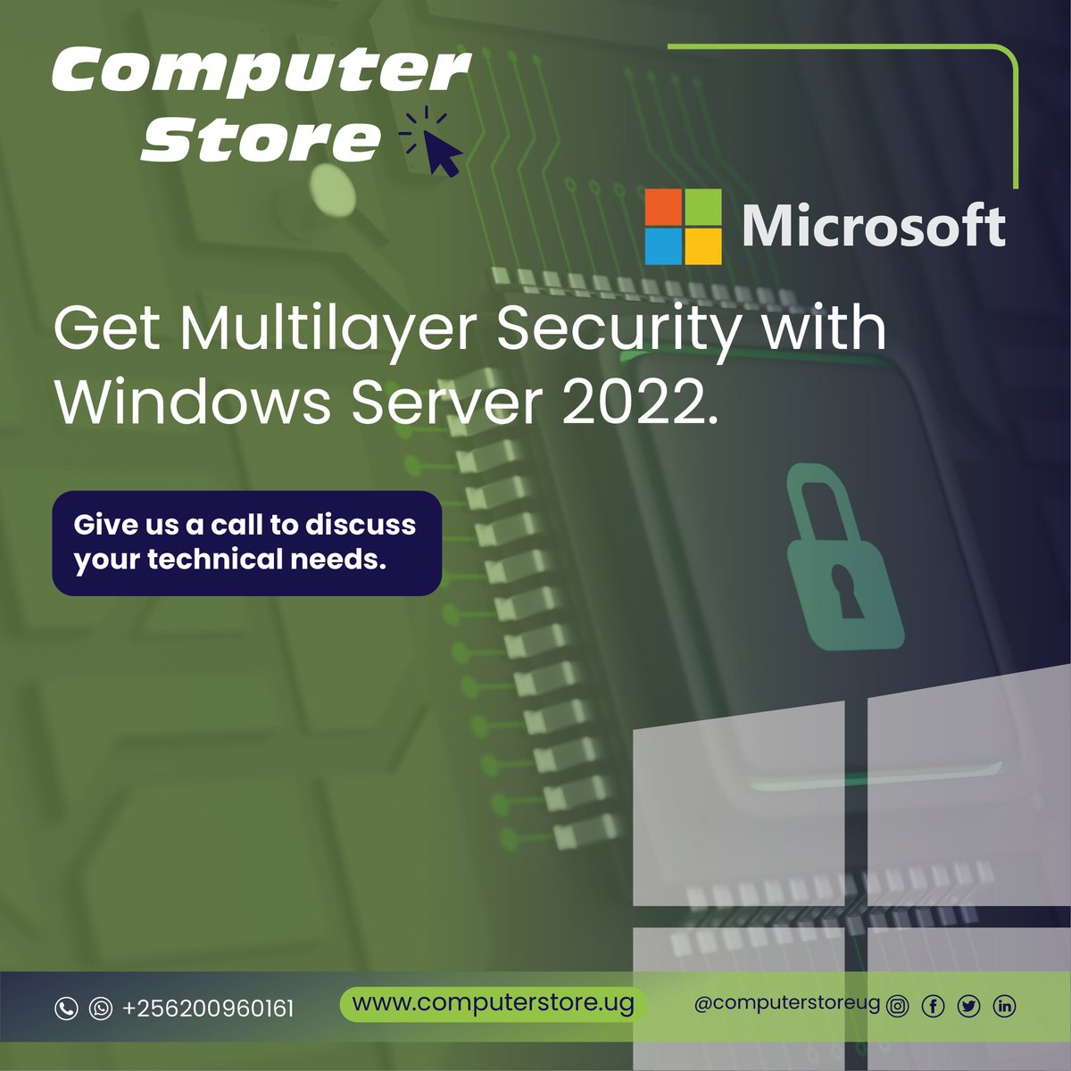 Lock down your data like never before!  📊🔐 Windows Server 2022 introduces multilayer security that's simply unbeatable.

Connect with us to discover how we can safeguard your technical world.

 📞+256200960161 or email us at info@computerstore.ug
#NextGenerationITSolutions