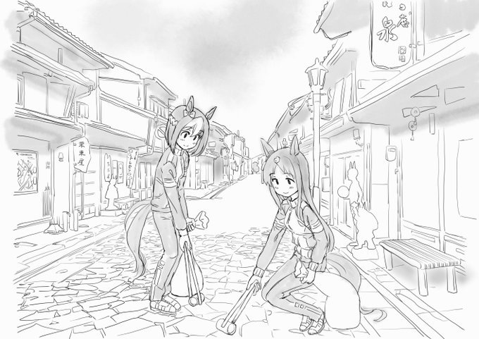 街のゴミ拾いをするグラスワンダーとスペシャルウィーク#ウマ娘プリティーダービー #グラスペ 