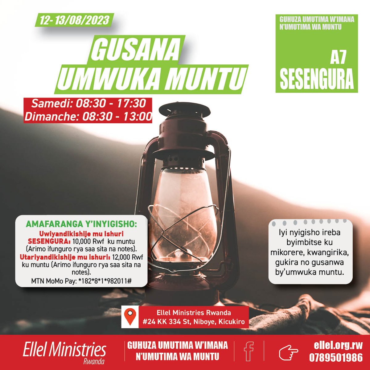Shalom,

We are delighted to invite you to the Explore A7 - Restoring the Human Spirit. Taking place on 12 &amp; 13 August 2023 from our Office in Kicukiro, Niboye, KK 334 ST, #24.

Please register using the link below:

docs.google.com/forms/d/e/1FAI….

Many Blessings,
Ellel Rwanda Office