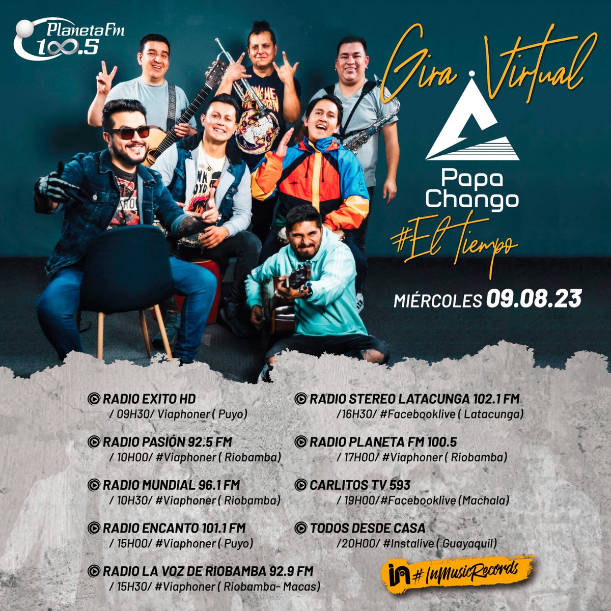 inmusicrecords's tweet photo. Trabajando #InMusicRecords🇪🇨🎸
Este miércoles Día 1.- GIRA VIRTUA con los duros PAPÁ CHANGÓ
Presentando #ElTiempo
Estamos listo en este primer día...
@mxkthy @papachangomusic @EkekoChangoBass @Andretipage https://t.co/IqRAFO9gAl