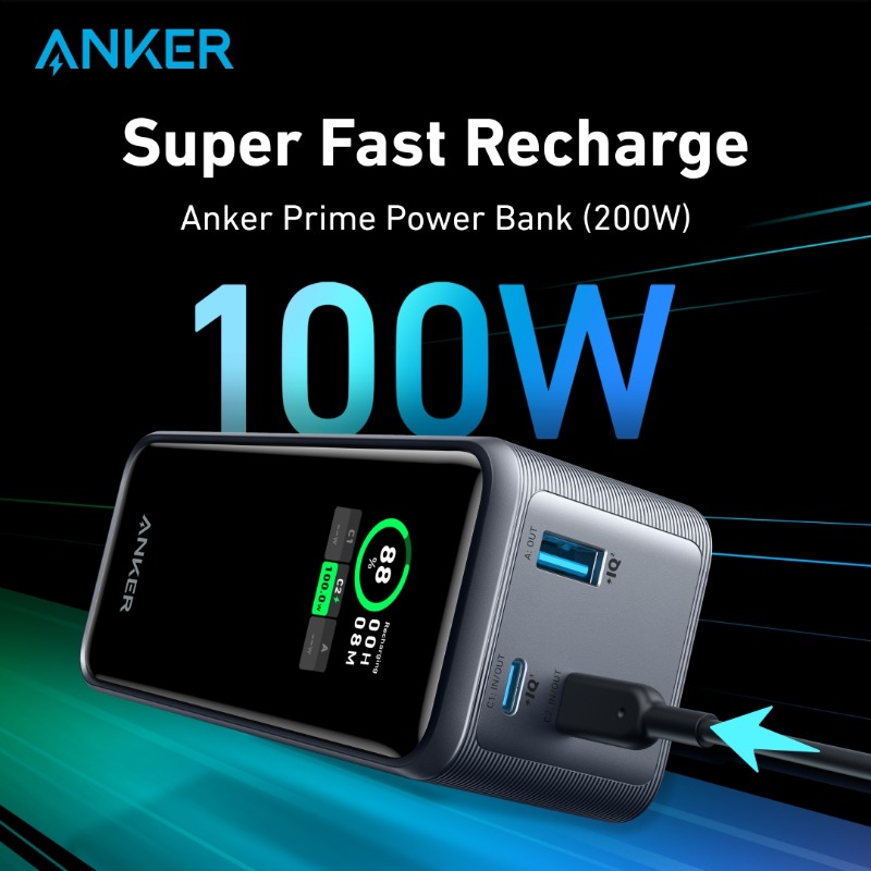 AnkerOfficial's tweet photo. Enjoy 100W high-speed recharging, for a fully charged power bank on the go.