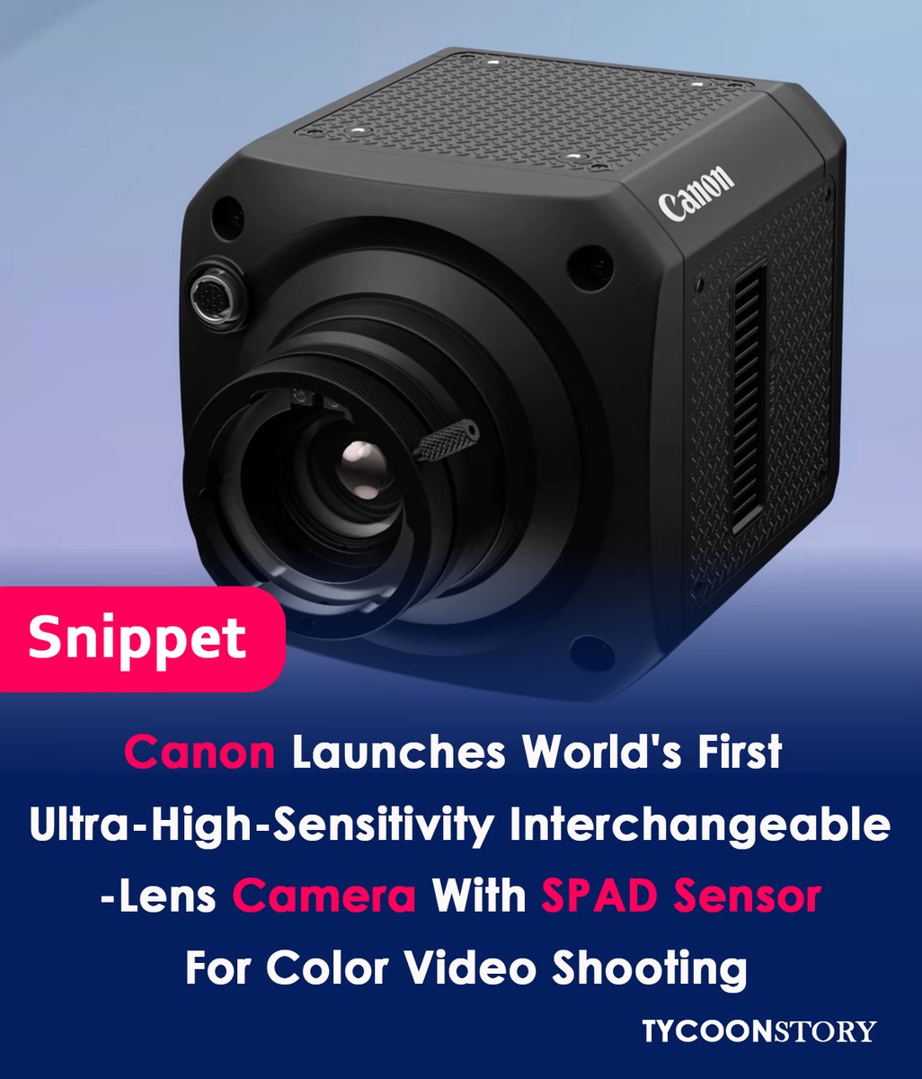 TycoonStoryCo's tweet image. Canon Introduces The Ms-500, The World's First Interchangeable-lens Spad Sensor Camera With Ultra-high Sensitivity.
#canon #camera #SPADsensor #photocounting #electriccharges #brightness #SPADsensors #lens #picture #shooting #technology @CanonUSAimaging