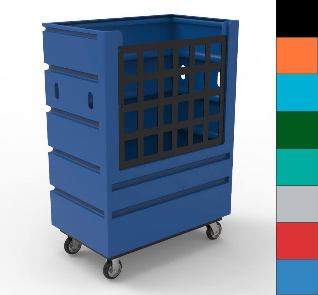 Need Travel Carts that keep their Goods?  With a heavy duty frame, and drop down mesh, these wide mouth poly bulk trucks are the trick!