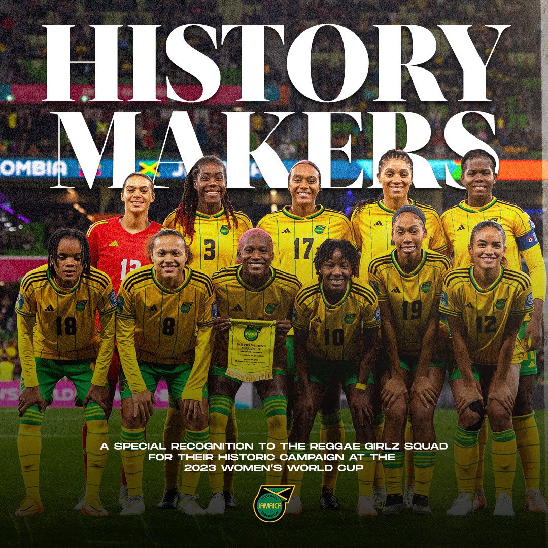 jff_football's tweet photo. Proud! 👏🏿🙌🏿
.
#ReggaeGirlz #FIFAWomensWorldCup #FIFAWWC #COLJAM #BeyondGreatness #JFF_Football https://t.co/rBmw1TP1Kv