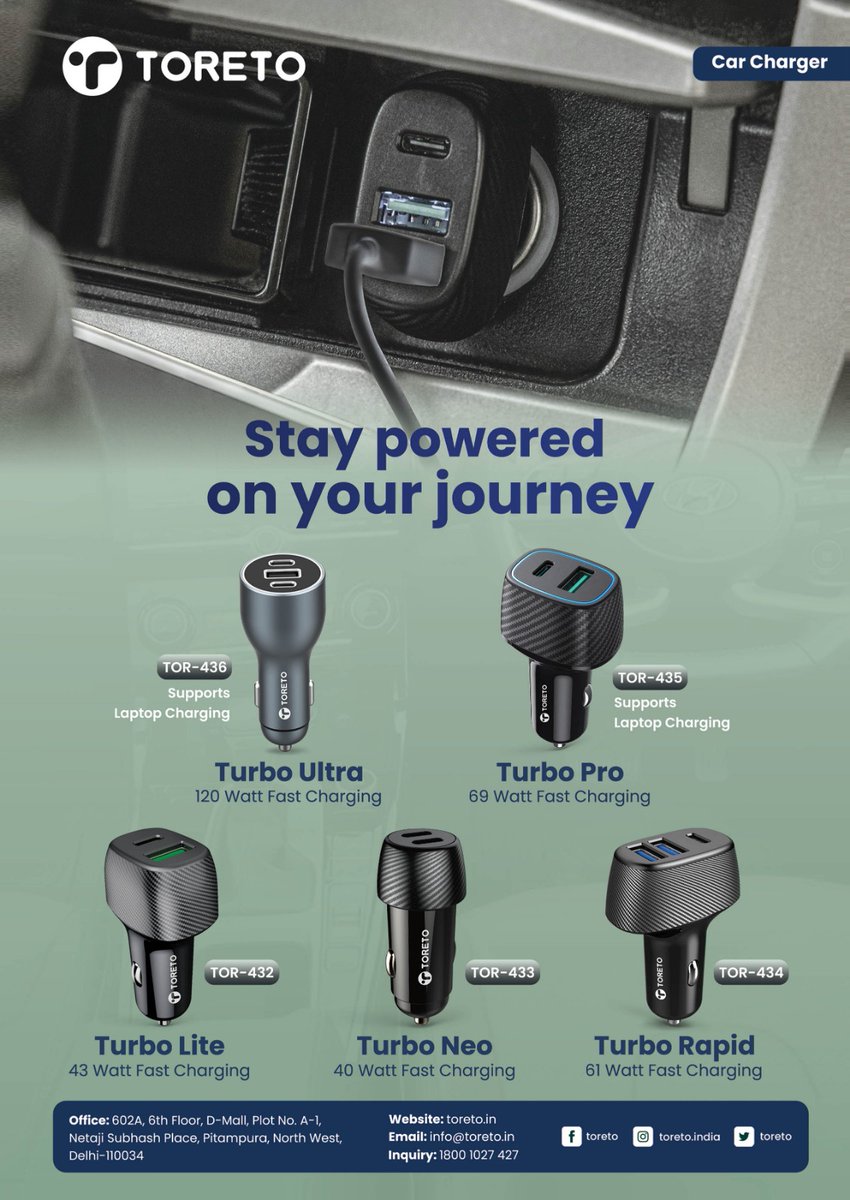 Experience Uninterrupted Charging with Toreto's Range of Fast Chargers

𝐊𝐧𝐨𝐰 𝐌𝐨𝐫𝐞👉toreto.in

@Toreto_India #Toreto #toretoindia @sandeepsawhne23
#Toreto #toretoindia @mobilitymag @SwapanR56454932 
#MobilityMagazine #mobilityindia #mobility #mobilityonline